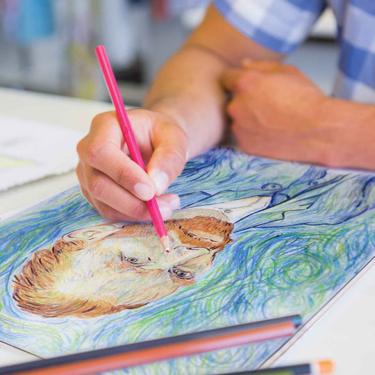 Drawing Van Gogh art with colored pencils
