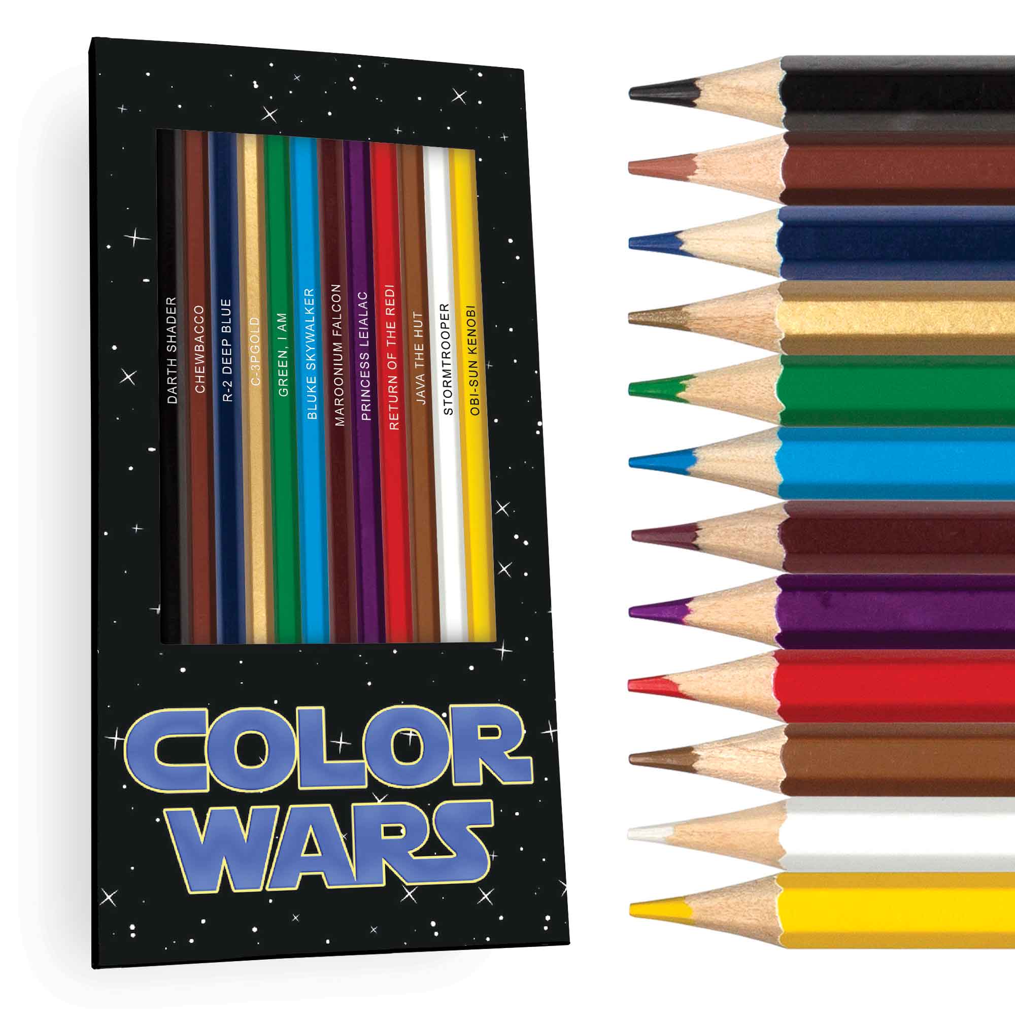 Color Wars Colored Pencil Set for Fans | Set of 12 Parody Pencils | Each Color Pencil Is Foil-Stamped with Clever References | Great Gift for Fans