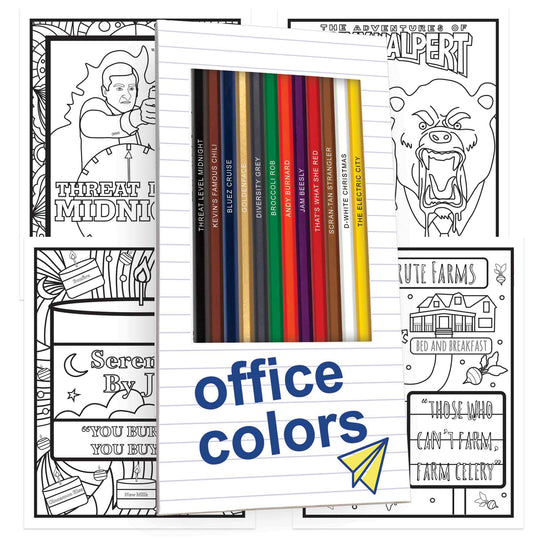 Office Colors Display box and Pencils, four coloring pages