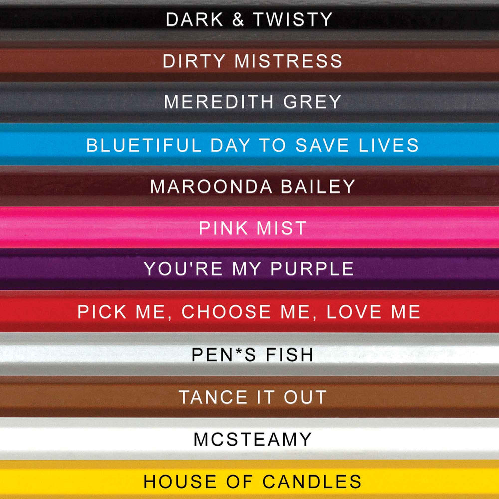Close up of Shades of Anatomy Colored Pencil Names for Fans of Grey's Anatomy