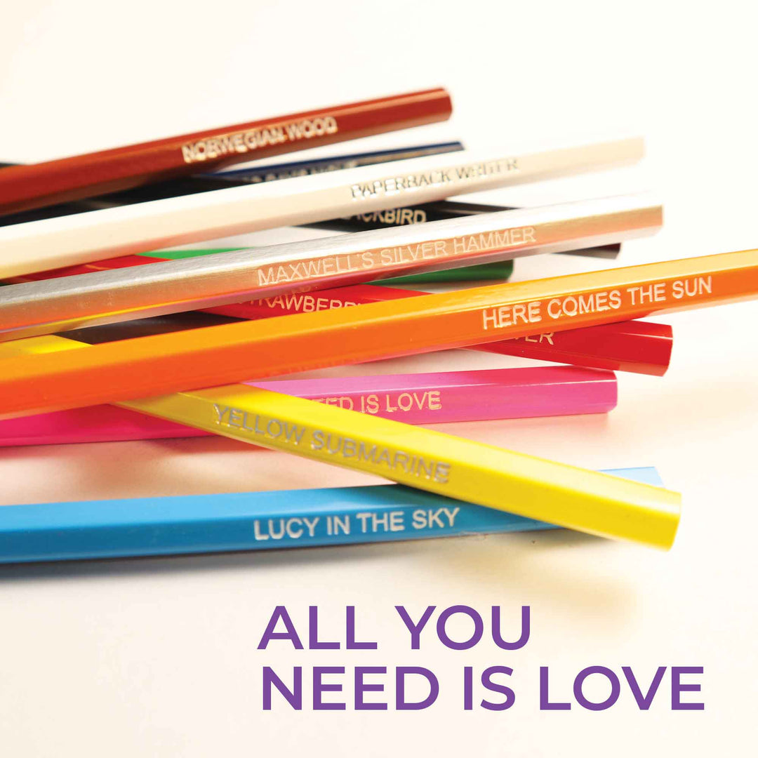 The Colours Colored Pencils Pile Featuring Color Names.