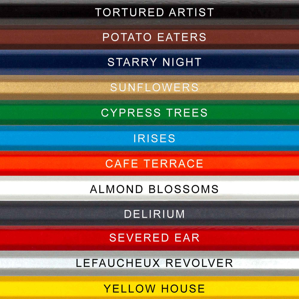 Van Gogh themed colored pencil set, pencil names