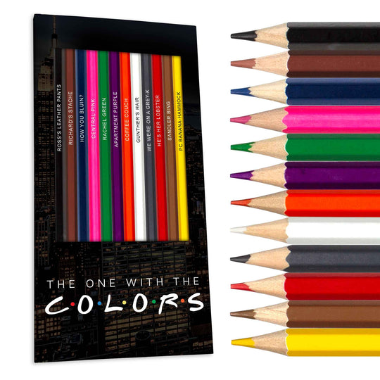 The One With The Colors Colored Pencils for Fans of Friends. Display Box and Pencils.