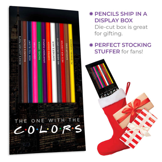 The One With The Colors Colored Pencil Display. Great Stocking Stuffer for Fans of Friends