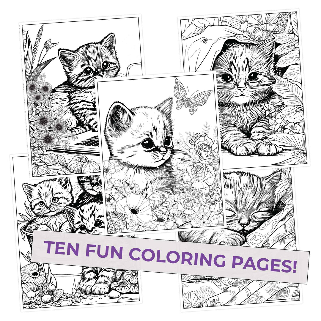 Cat themed coloring pages