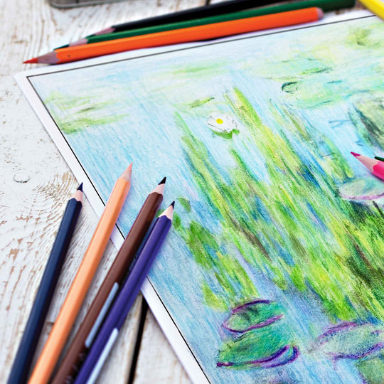 Monet work drawn with colored pencils