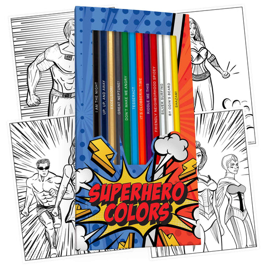 Superhero Colors Colored Pencils & Coloring Pages