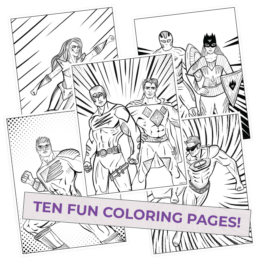 Superhero inspired coloring pages