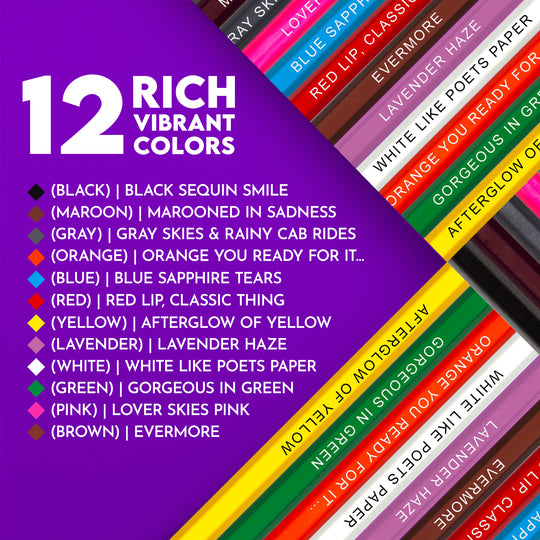 Taylor's Colors Colored Pencil Set for Fans of Taylor Swift