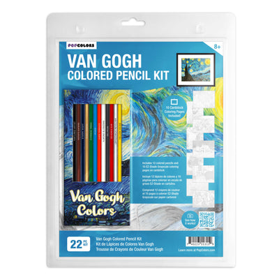 Van Gogh Colored Pencil Kit with Coloring Pages in packaging