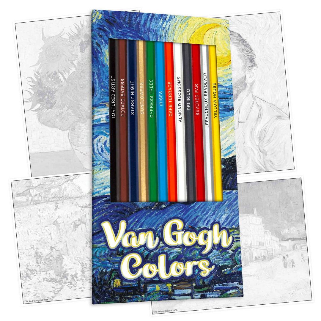 Van Gogh Colors Colored Pencil Set & Coloring Pages