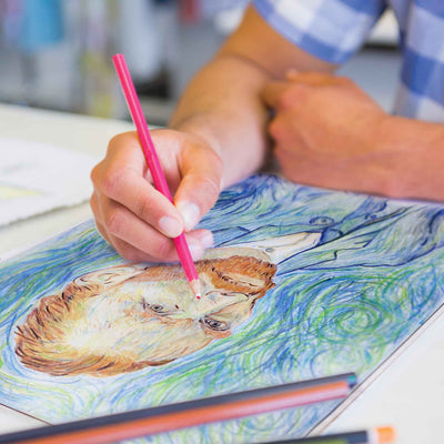 Drawing Van Gogh with colored pencils