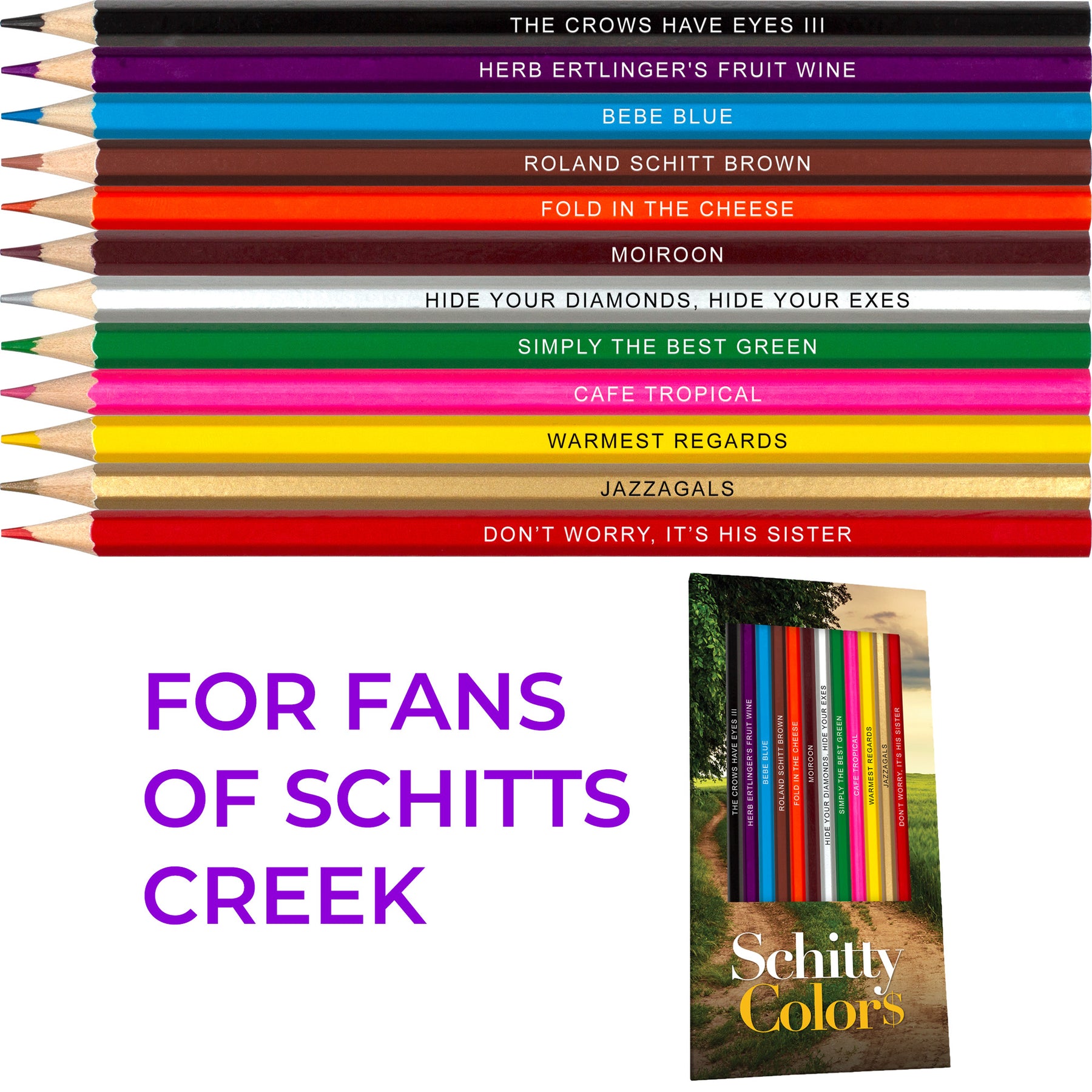 Schitt's Creek Inspired Colored Pencils & Coloring Pages Gift