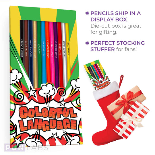 Colorful Language Colored Pencils Display Box, Perfect Stocking Stuffer