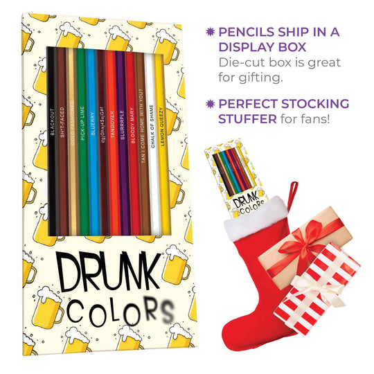 Drunk Colors Colored Pencil Display Box, Perfect Stocking Stuffer