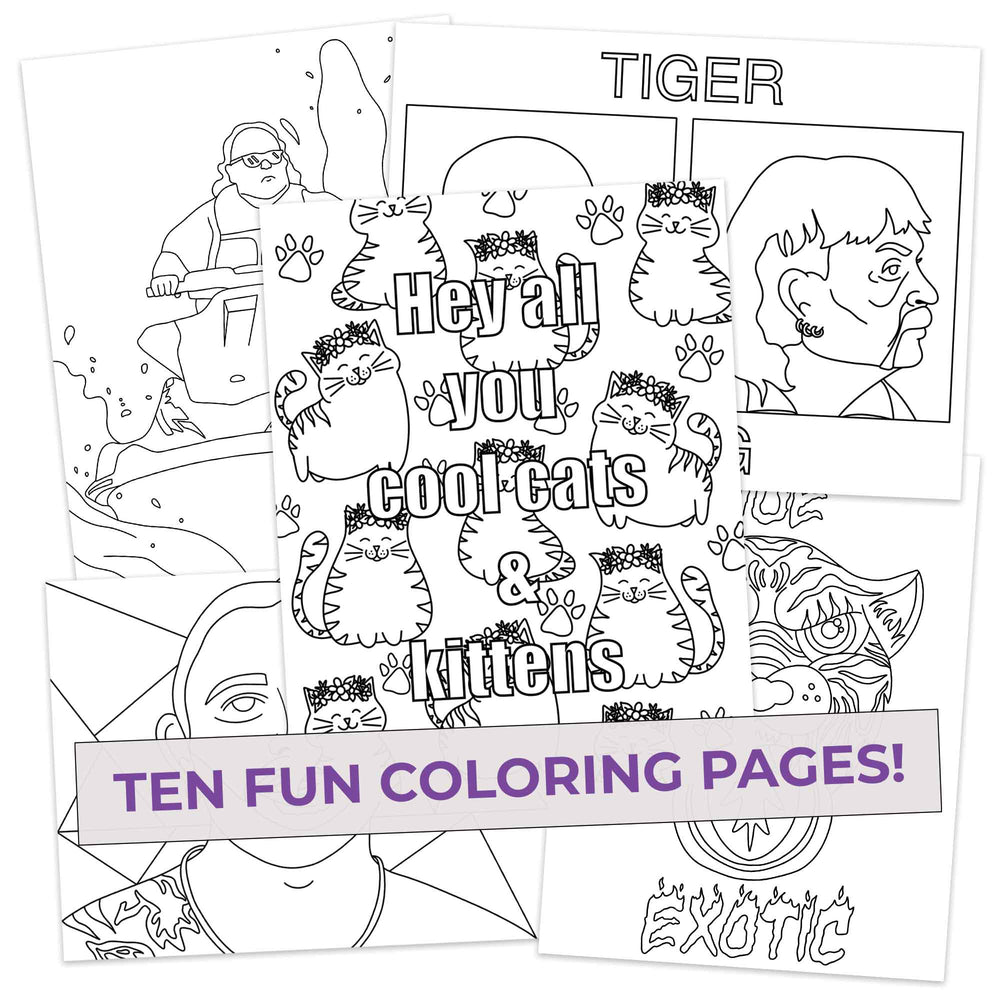 Exotic Colors Coloring Pages (10 Pack) for Fans of Tiger King