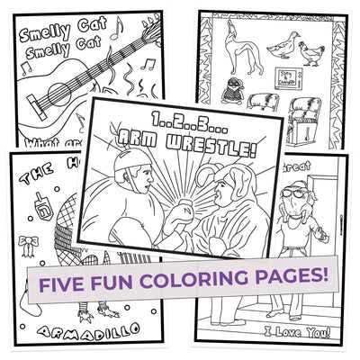 Five The one with the Colors coloring pages, Arm Wrestle, five fun pages