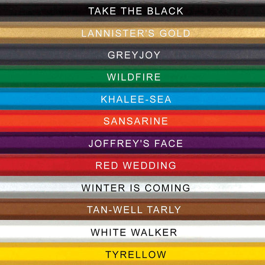 Close Up Game of Tones Colored Pencil Names  for Fans of Game of Thrones