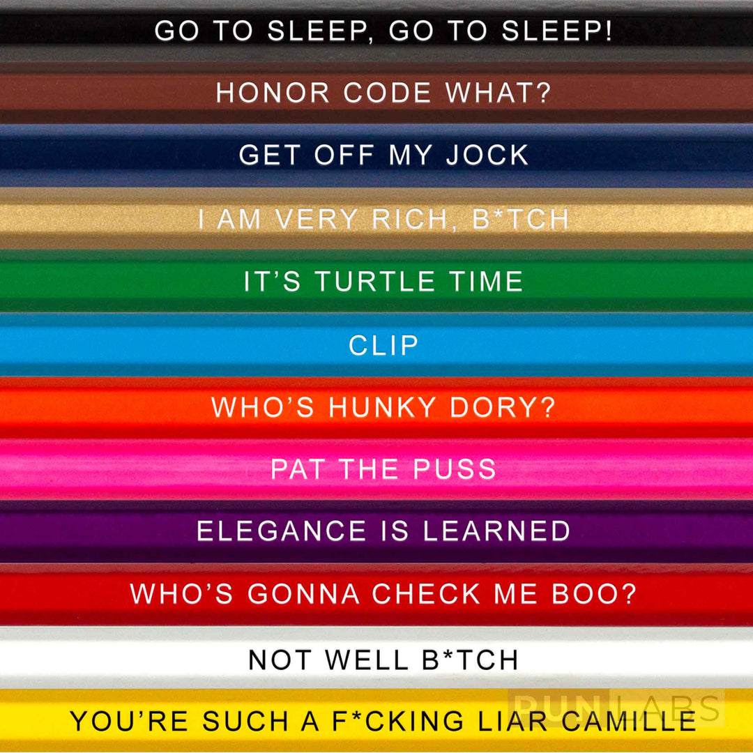 Up Close of The Real Housewrites Colored Pencil Names, for Fans of The Real Housewives