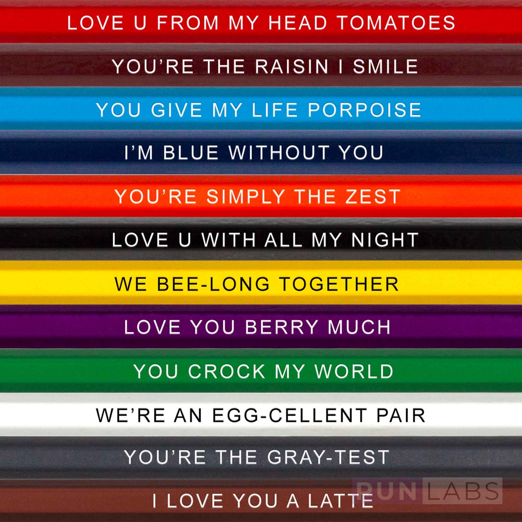 Unique Love / Anniversary Gift - Colored Pencil Set - 'I LOVE HUES