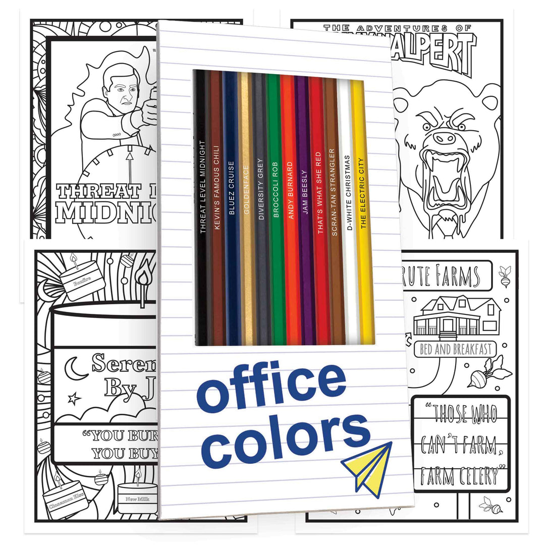 Office Colors Display box and Pencils, four coloring pages