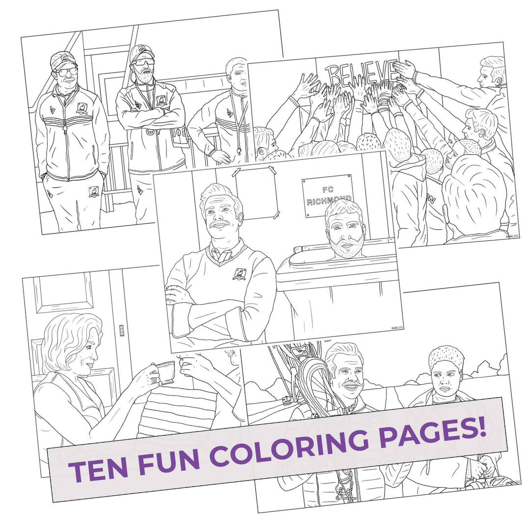 Ted Lasso inspired colored coloring pages