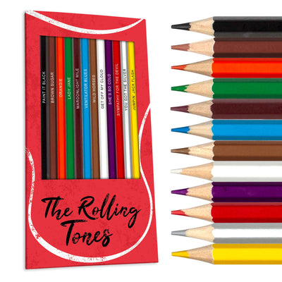 The Rolling Tones colored pencil set for fans of The Rolling Stones, in box