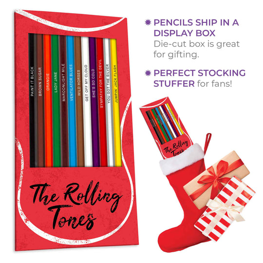The Rolling Tones colored pencil set for fans of The Rolling Stones, makes a great gift