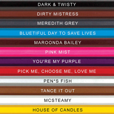 Close up of Shades of Anatomy Colored Pencil Names for Fans of Grey's Anatomy