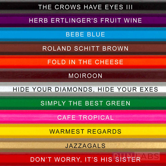 Close Up of Schitty Colors Colored Pencil Names for Fans of Schitt's Creek