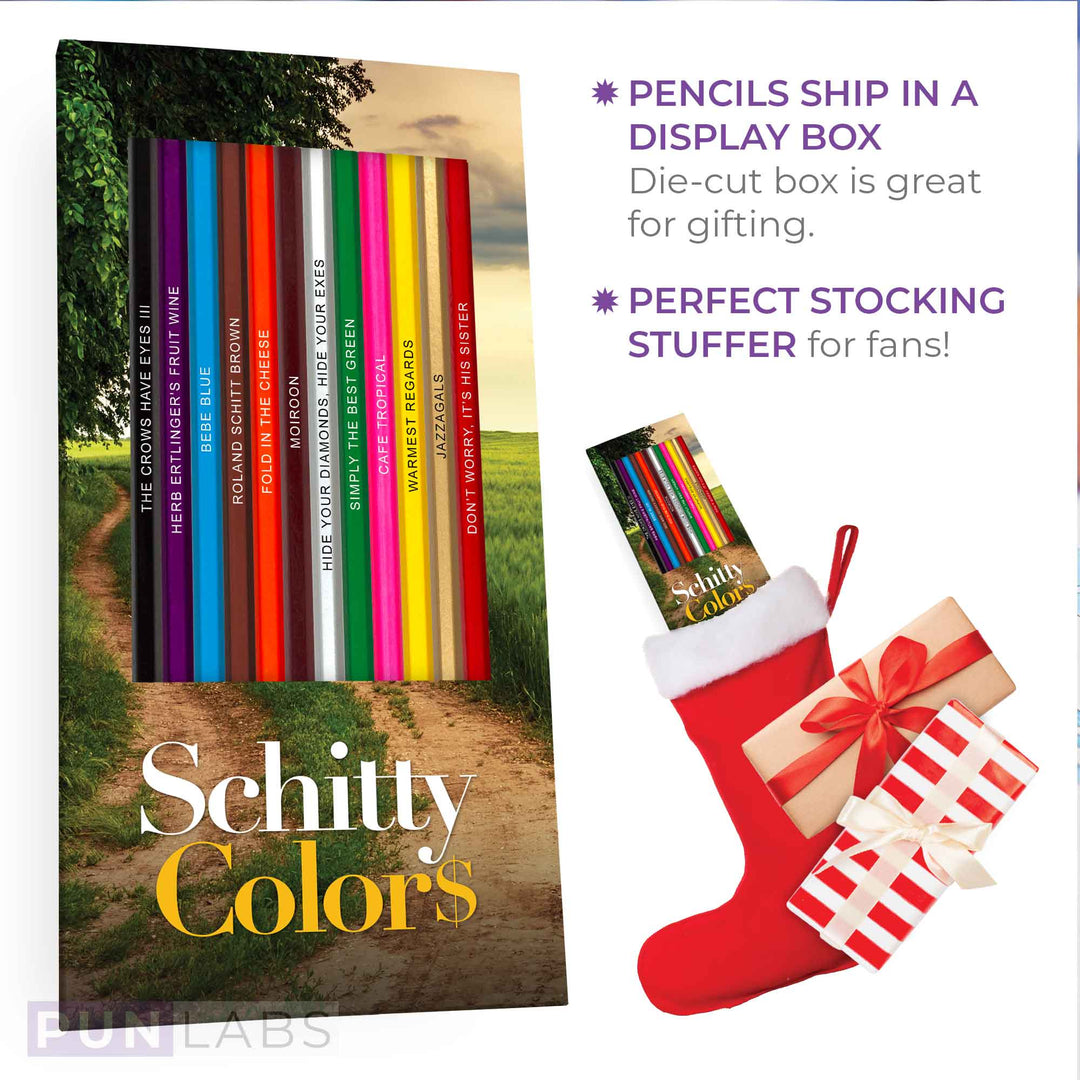 Schitty Colors Colored Pencil Display, Great Stocking Stuffer for Fans of Schitt's Creek