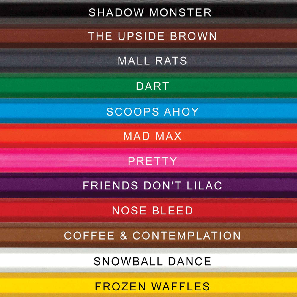 Close up of Stranger Colors Colored Pencil Names. For Fans of Stranger Things