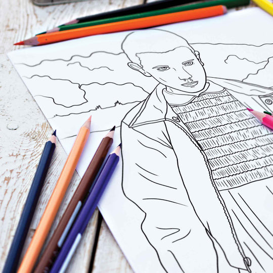 Stranger Things coloring page with Eleven