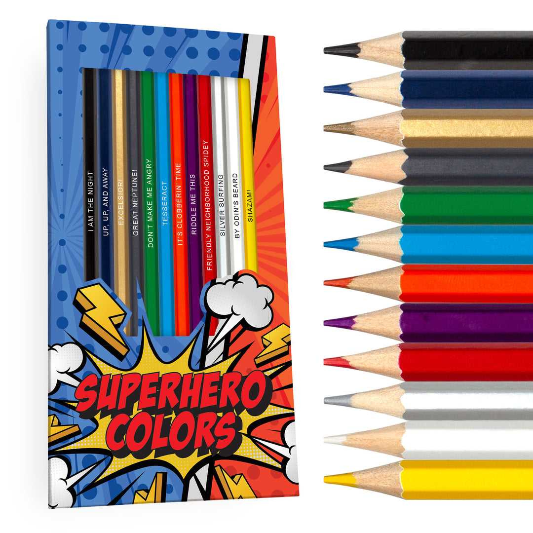 Superhero Colors Colored Pencils Display and Pencils