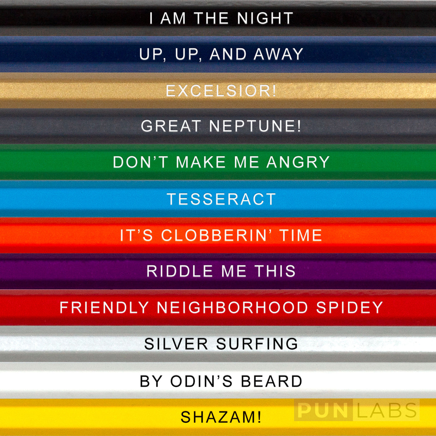 Close Up of Superhero Colors Colored Pencil Names