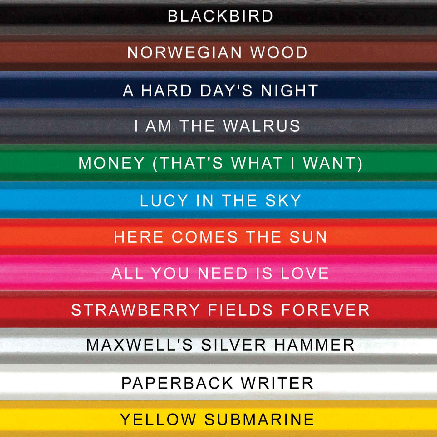 Close Up of The Colours Colored Pencil Names. for Fans of The Beatles