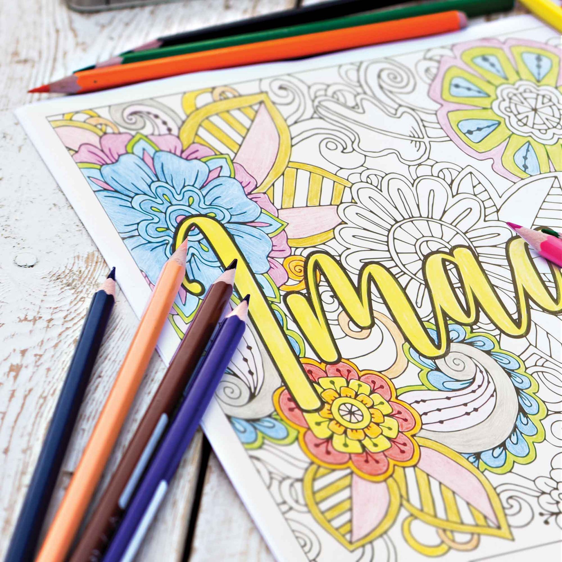 Colored Pencil Coloring Chart - Free Coloring Page