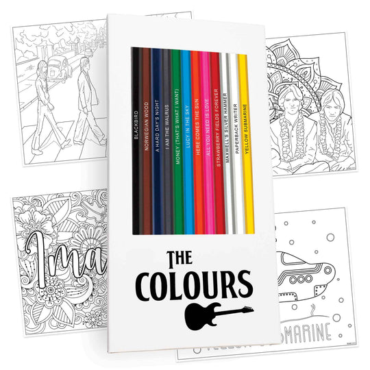The Colours pencil set and four coloring pages