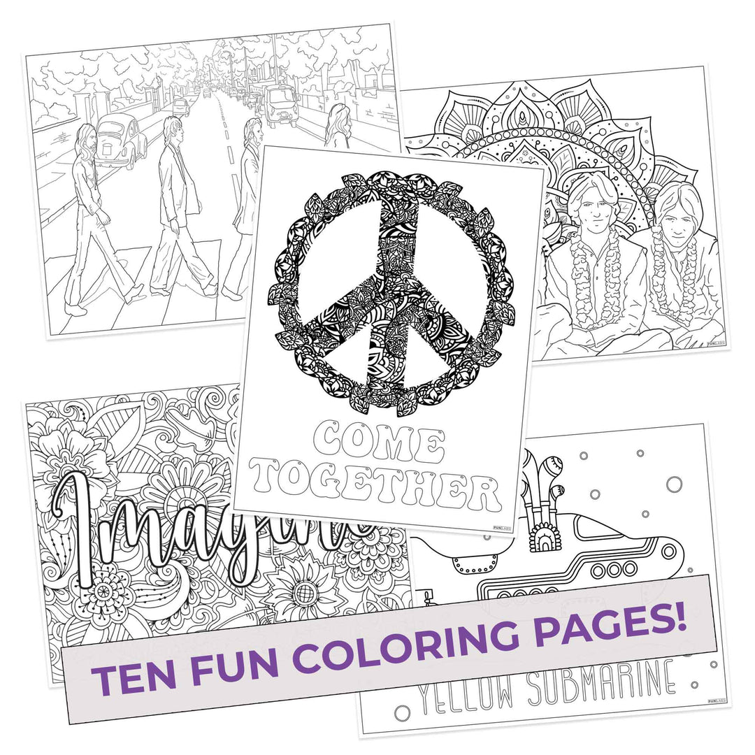 The Colours five coloring pages, ten fun pages, Come Together