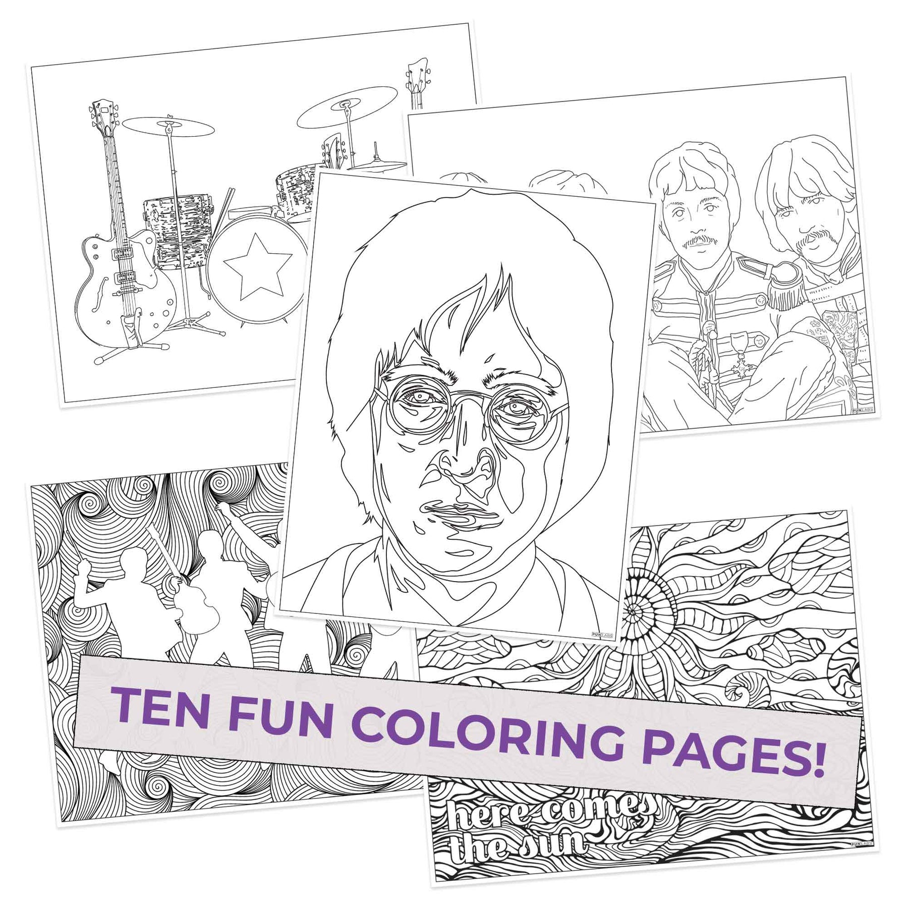 The Beatles Inspired Colored Pencils & Coloring Pages Gift Bundle