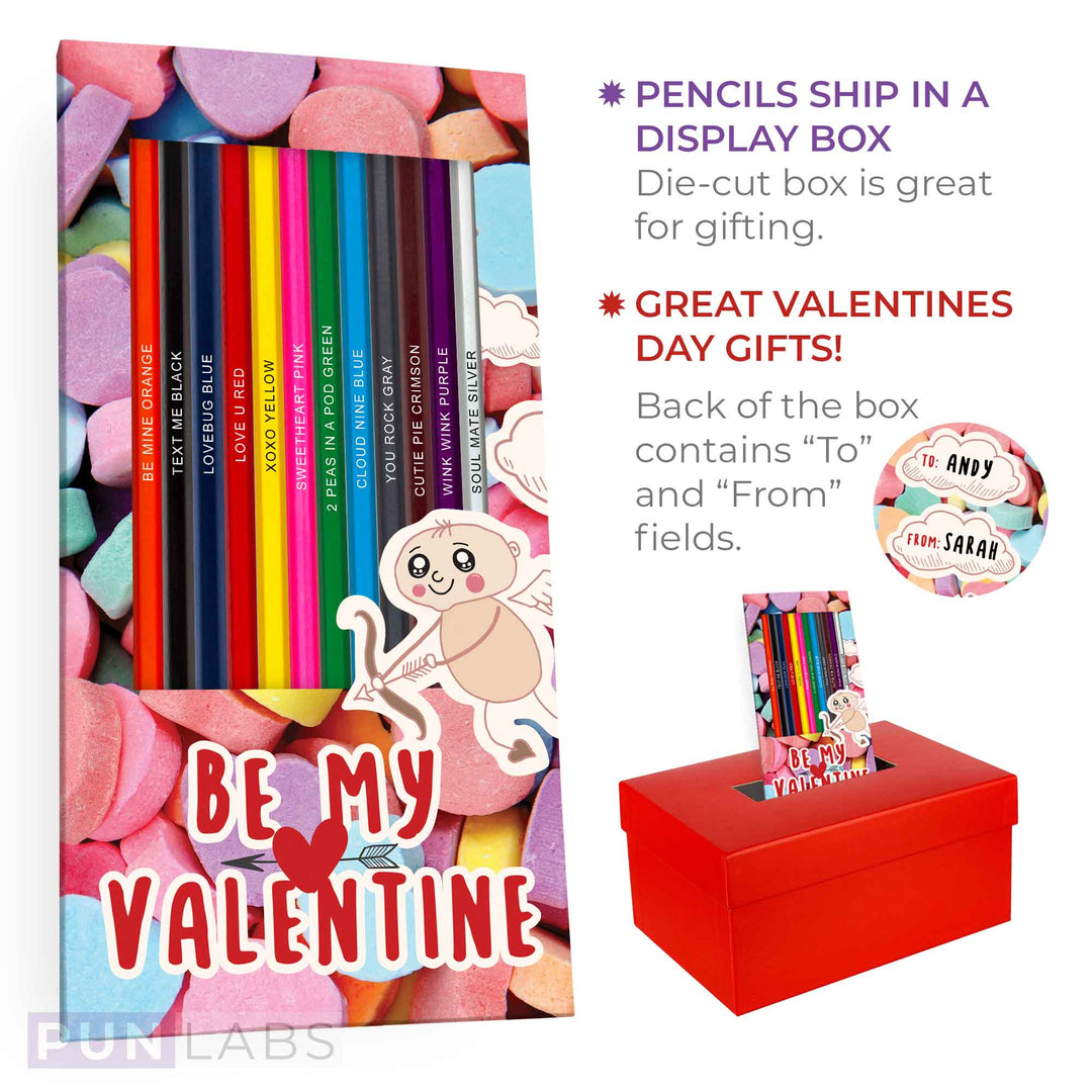 "Be My Valentine" custom colored pencil set for Valentine's Day, perfect gift